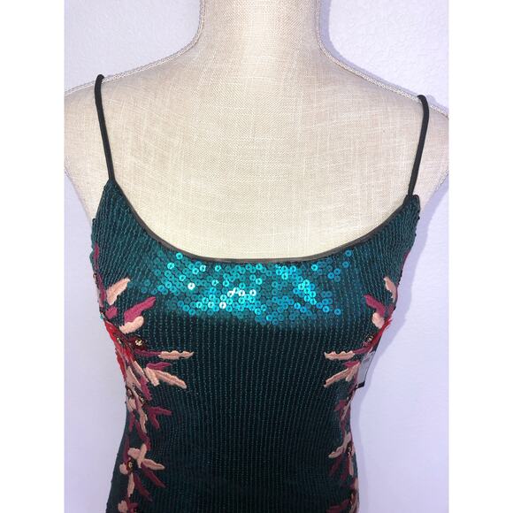 GUESS Juju Green Sequin Floral Mini Cocktail Dress - M - Picture 3 of 7